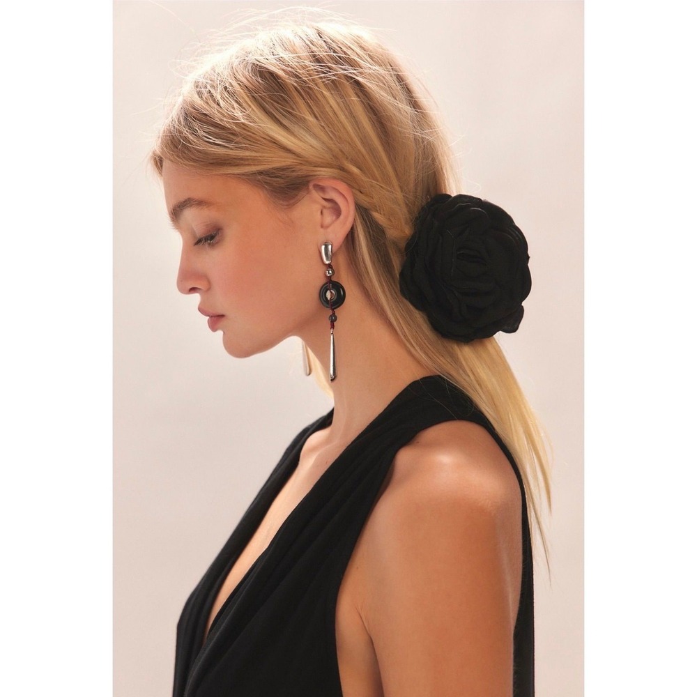 Free People Belle Rosette Claw Clip Black New NWT Hair Clip Rose Gift Elegant